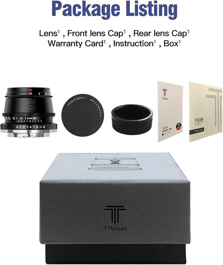 TTARTISAN 35 mm f1.4 APS-C manueller Fokus Objektiv für X-Mount, schwarz