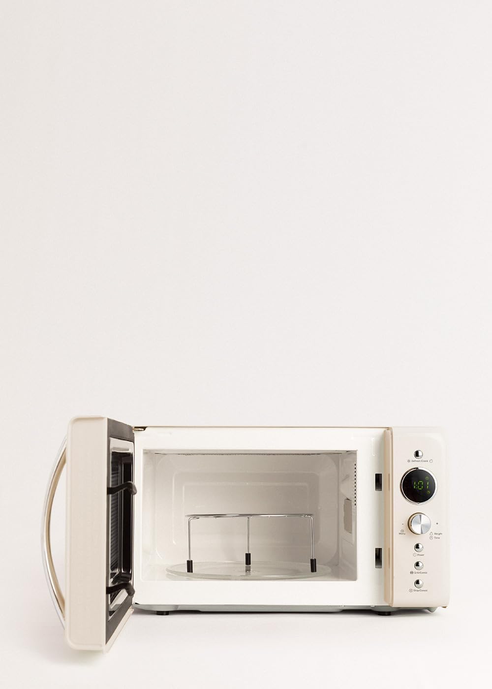 CREATE/MICROWAVE RETRO/Digitale Mikrowelle mit Grillfunktion Cremeweiss/Retro-Stil, 20L Fassungsverm