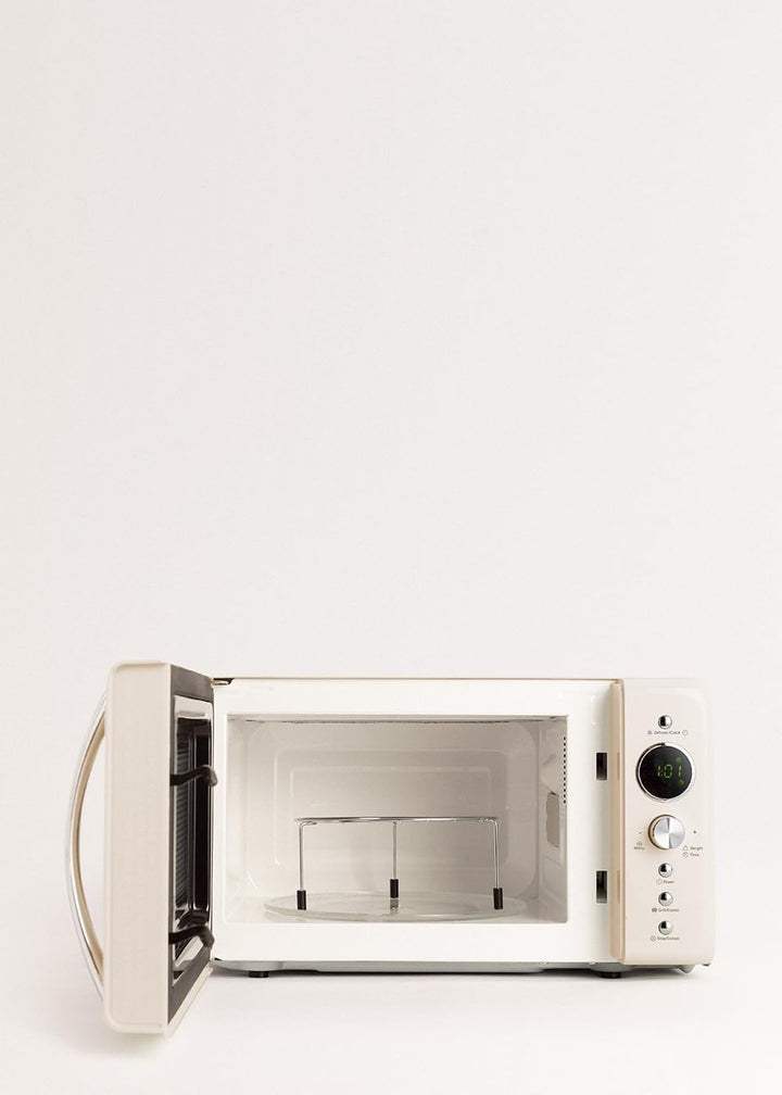 CREATE/MICROWAVE RETRO/Digitale Mikrowelle mit Grillfunktion Cremeweiss/Retro-Stil, 20L Fassungsverm