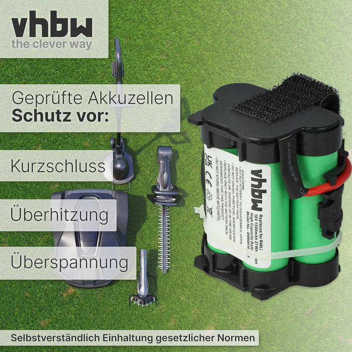 vhbw Akku kompatibel mit Gardena 124562, R38Li, R40Li, R45Li, R50Li, R70Li, R75Li, R80Li Rasenrobote