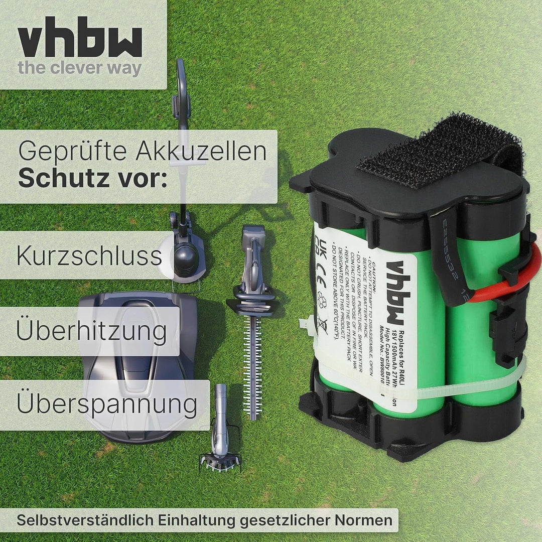 vhbw Akku kompatibel mit Husqvarna Automower 105, 305, 308, 308X, 308 X Mähroboter, Rasenroboter - (