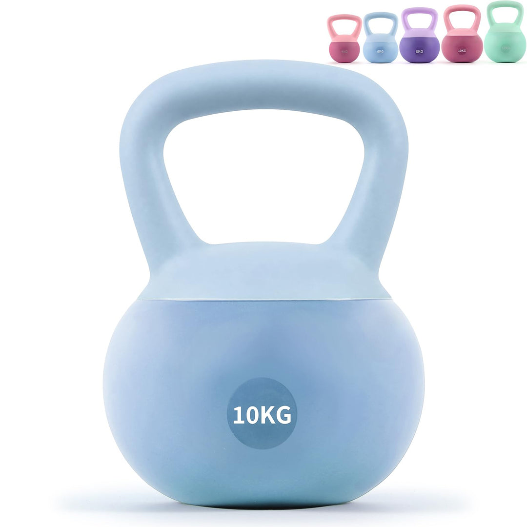 Soft Kettlebell 4-12kg - Bodenschonend und Leise, Eisensand-Kugelhantel mit ergonomischem Griff für
