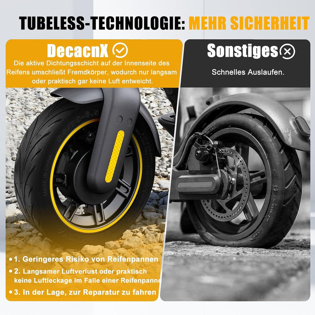 60/70-6.5 Reifen Tubeless für Segway Ninebot MAX G30, Selbstheilender Pannensicher Tubeless E Scoote