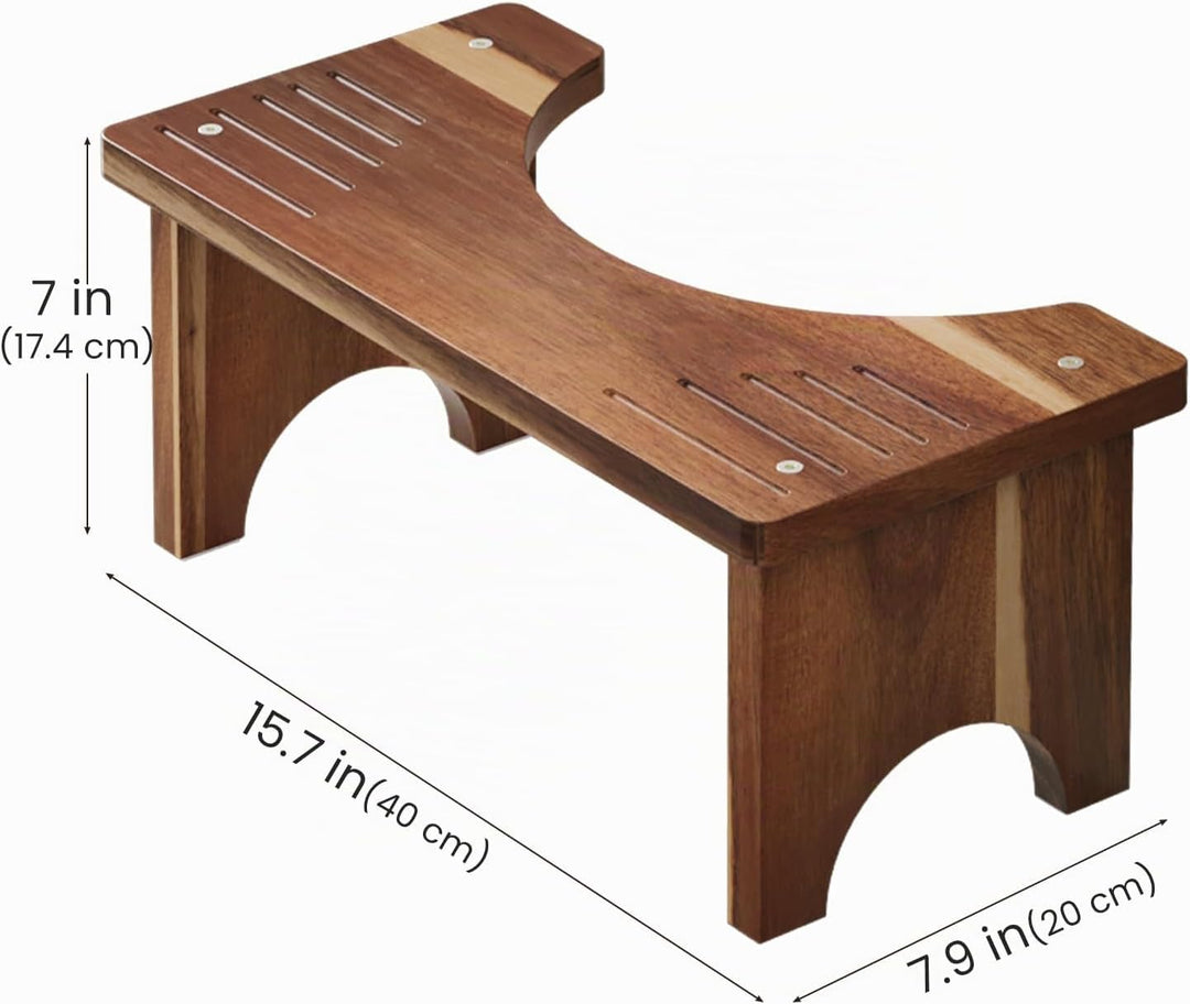 Fibogollo Toilettenhocker Akazienholz 17cm rutschfest Erwachsene