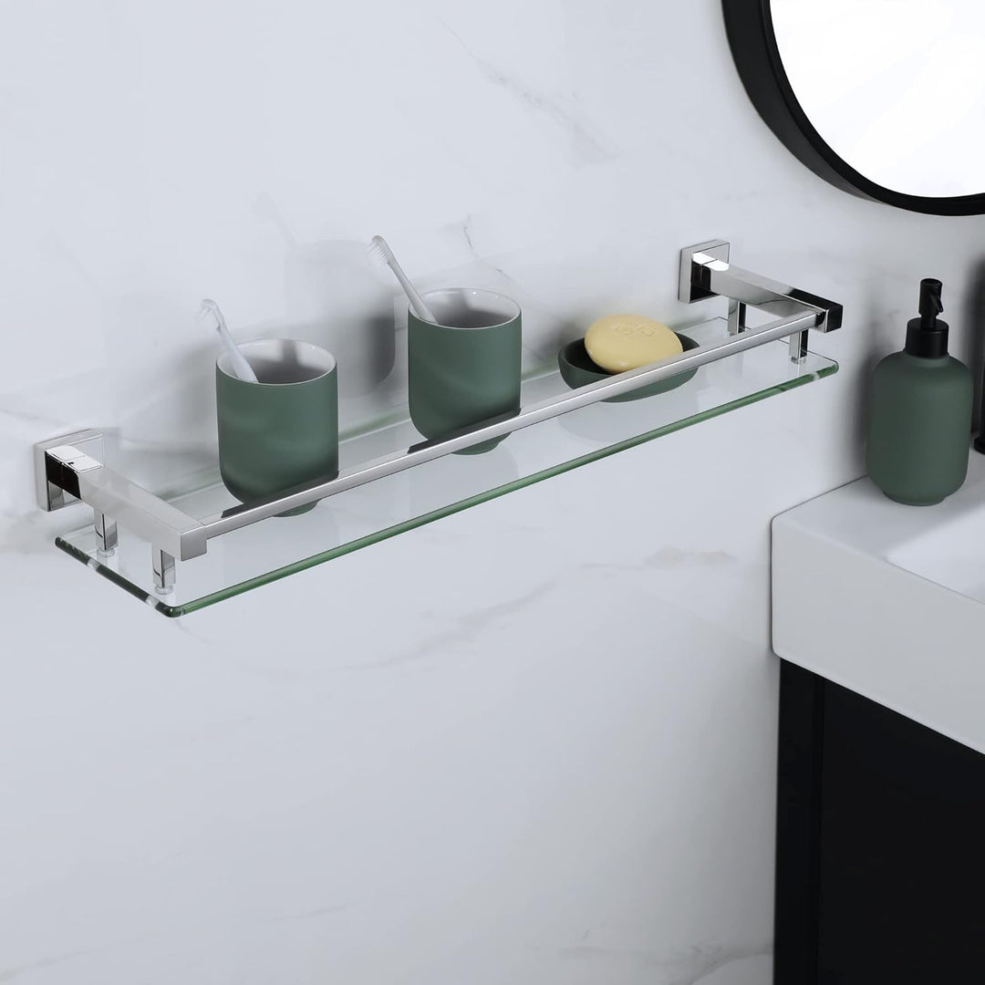 SAYAYO Duschablage Edelstahl, Duschregal Chrom Glasregal Badezimmer Regal Duschkorb Shampoo Halterun