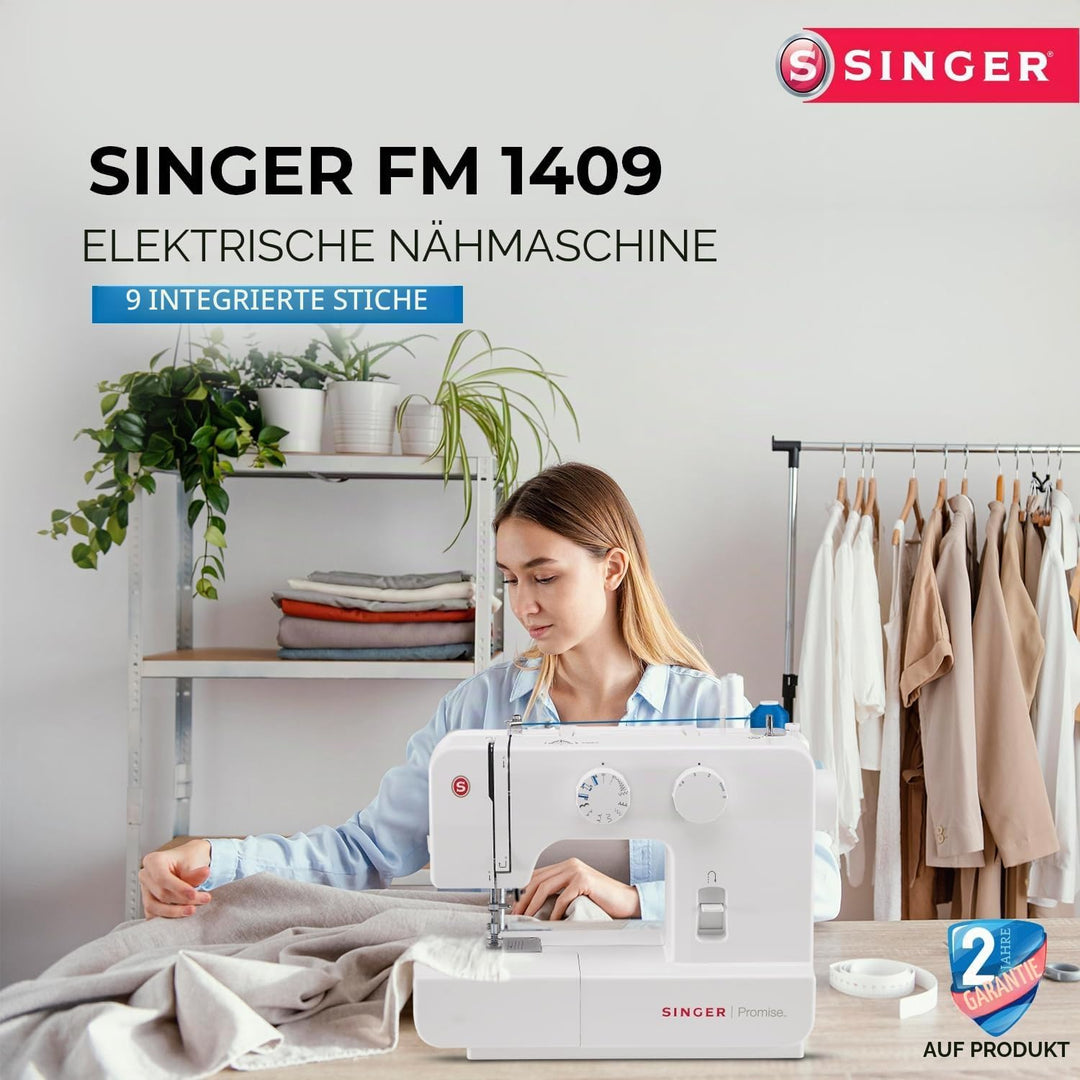 Singer Nähmaschine 1409 für Anfänger - 15 Nähvorgänge, 4-Stufen-Öse, Stichlängeneinstellung und eins