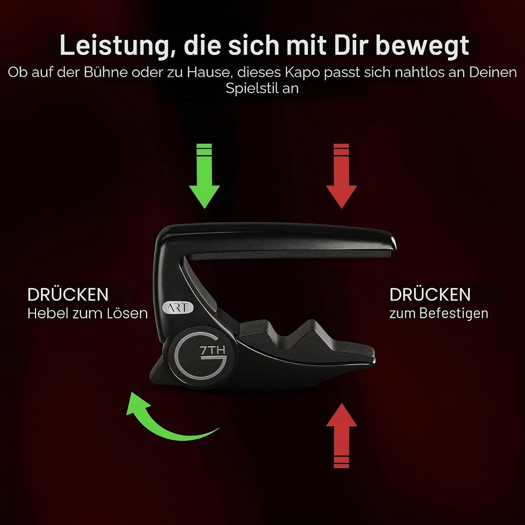 G7th G7CP2BK Performance-2 Capo Classic Schwarz Performance 2, Konzertgitarre schwarz Single, Perfor