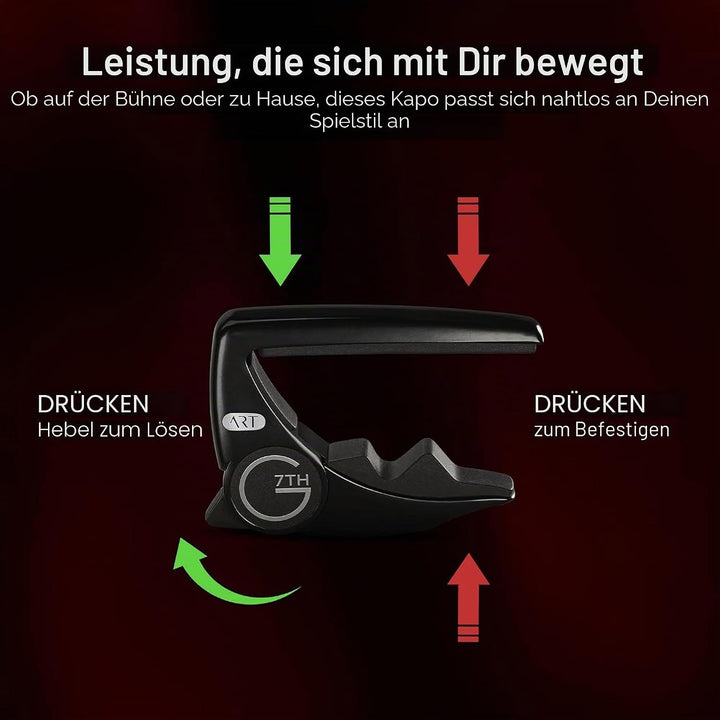 G7th G7CP2BK Performance-2 Capo Classic Schwarz Performance 2, Konzertgitarre schwarz Single, Perfor