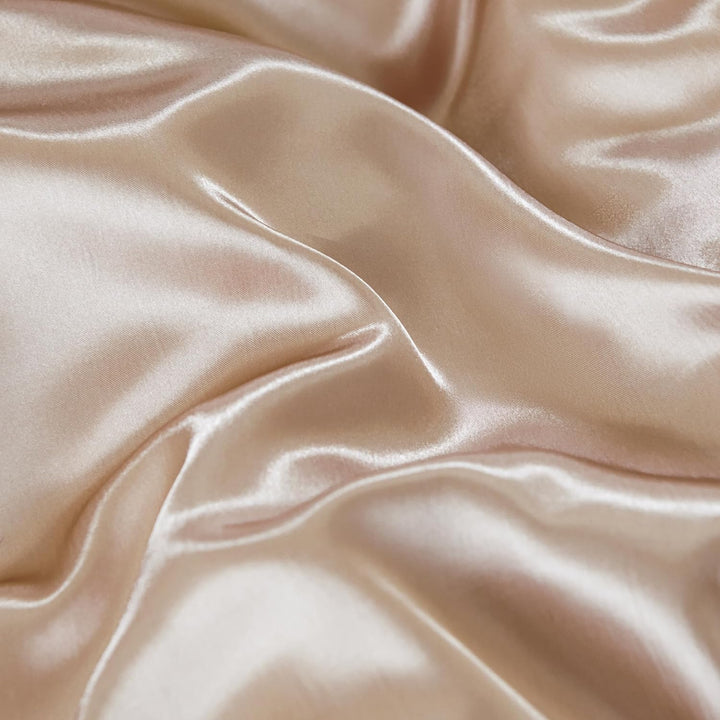 Freyamy Bettwäsche 155x220 Glatt Luxus Seide Bettwäsche Set Khaki Champagne Einfarbig Rüschen Romant