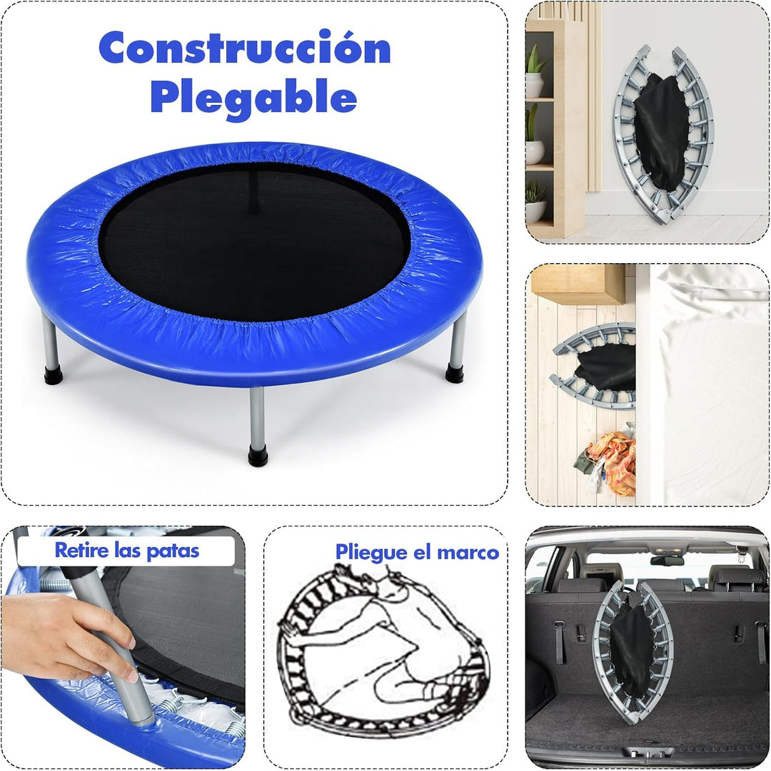 GYMAX Ø97 cm Mini Trampolin klappbar, Fitness Trampolin für Erwachsene & Kinder, Gartentrampolin bis
