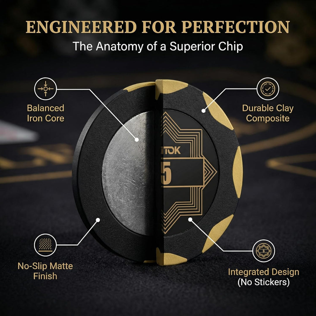 Poker Koffer 300 Chips 14g Clay – Premium Pokerchips Set mit Eisenkern & Nummerierten Werten – Art D