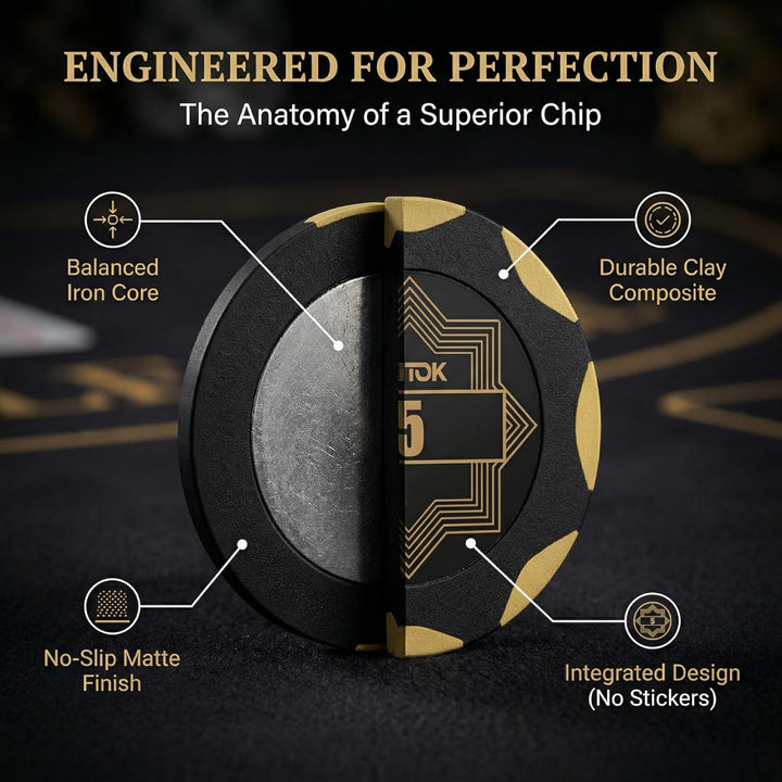 Poker Koffer 300 Chips 14g Clay – Premium Pokerchips Set mit Eisenkern & Nummerierten Werten – Art D