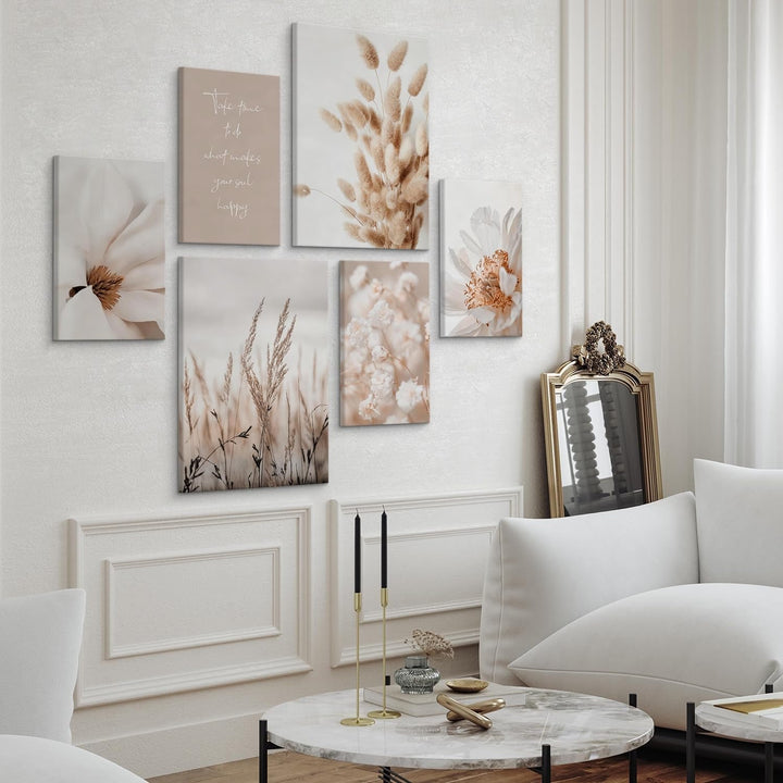 Muralo - Wandbilder Set - Leinwand Bilder Set Aufhängefertig in Boho Stil - das Leinwandbilder Set -