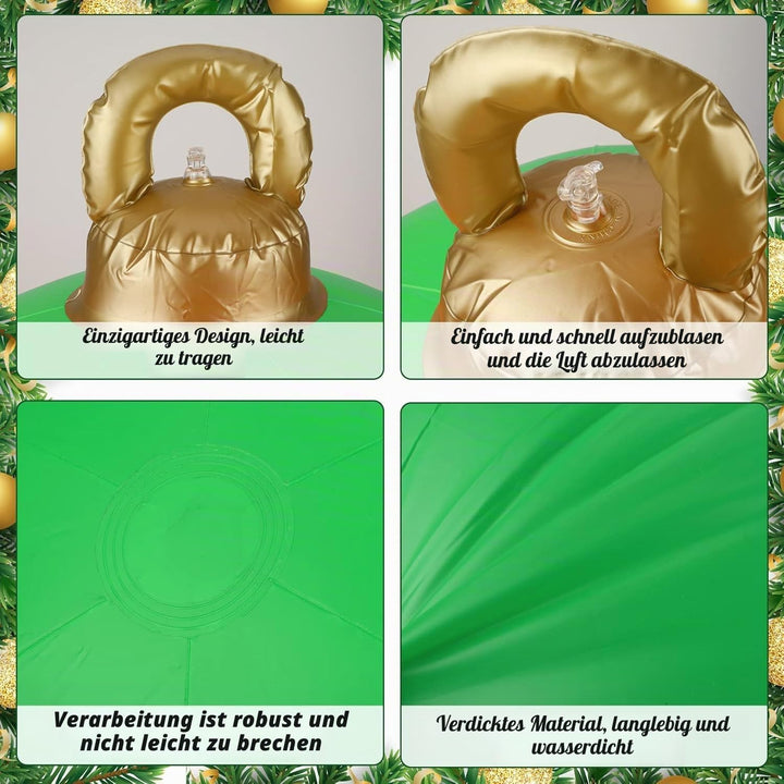 KAHEIGN 2Pcs Aufblasbare Weihnachtskugeln, 60cm Gross Weihnachtskugeln Outdoor Aufblasbar PVC Weihna