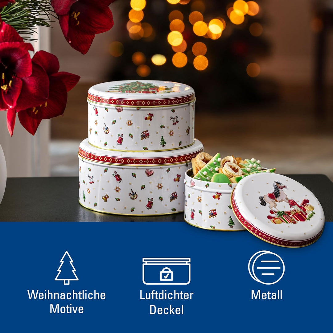 Villeroy & Boch – Winter Collage Accessoires Gebäckdosen-Set, bunt, 19,7 x 9,4 cm, 3-teilig, Keksdos