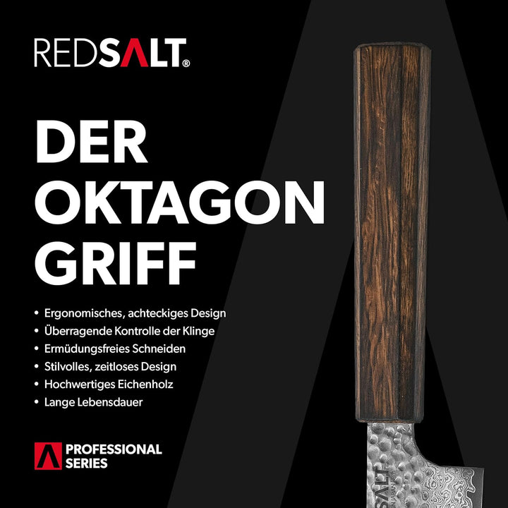 REDSALT® Professional Series SANTOKU 三德 18cm Damaststahl Chefmesser handgefertigt in Japan | Profi K