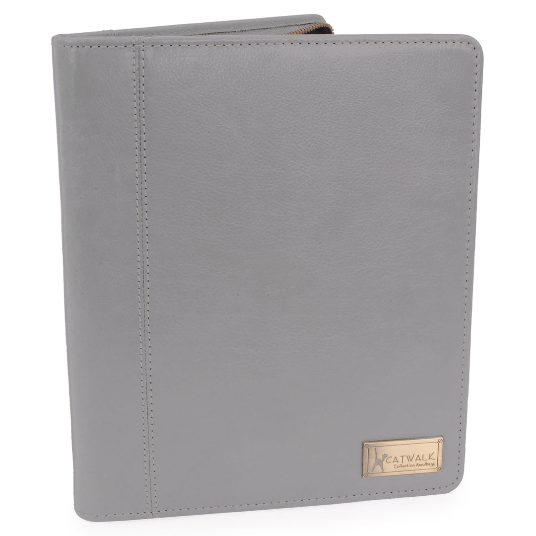 Catwalk Collection Handbags - Damen A5 Leder Notizbuchtasche - Schreibmappe mit Reissverschluss - Pa