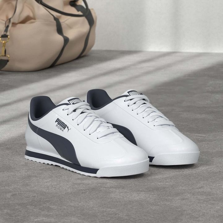 PUMA Damen Roma Basic Turnschuh 36 EU Weiss New Navy, 36 EU Weiss New Navy