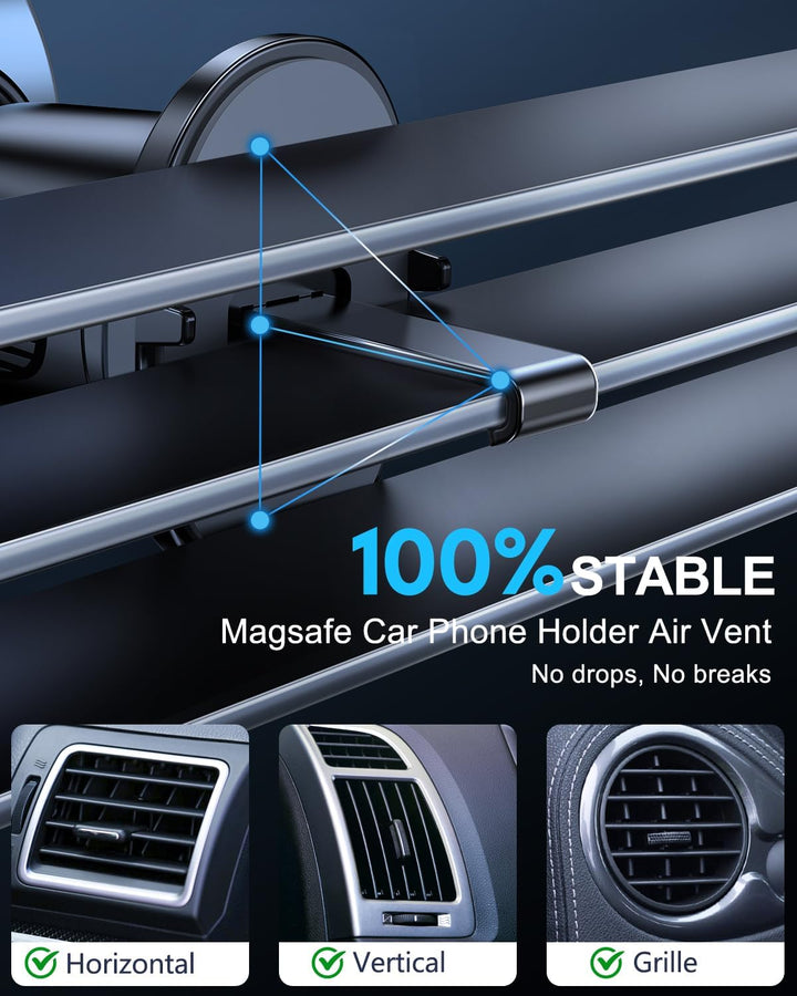 Lekente 15W MagSafe Autohalterung Ladegerät- Magnet Auto Handyhalter mit Ladefunktion für iPhone 15/