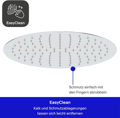 Duravit Universal Duschkopf aus Edelstahl, Duschbrause mit Strahlart Rain, Duscharmatur rund (Ø 400