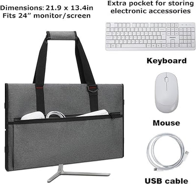 Monitor-Tragetasche Kompatibel mit 24-Zoll-Monitoren/LCD-Bildschirmen, Monitor-Tasche mit Schultergu