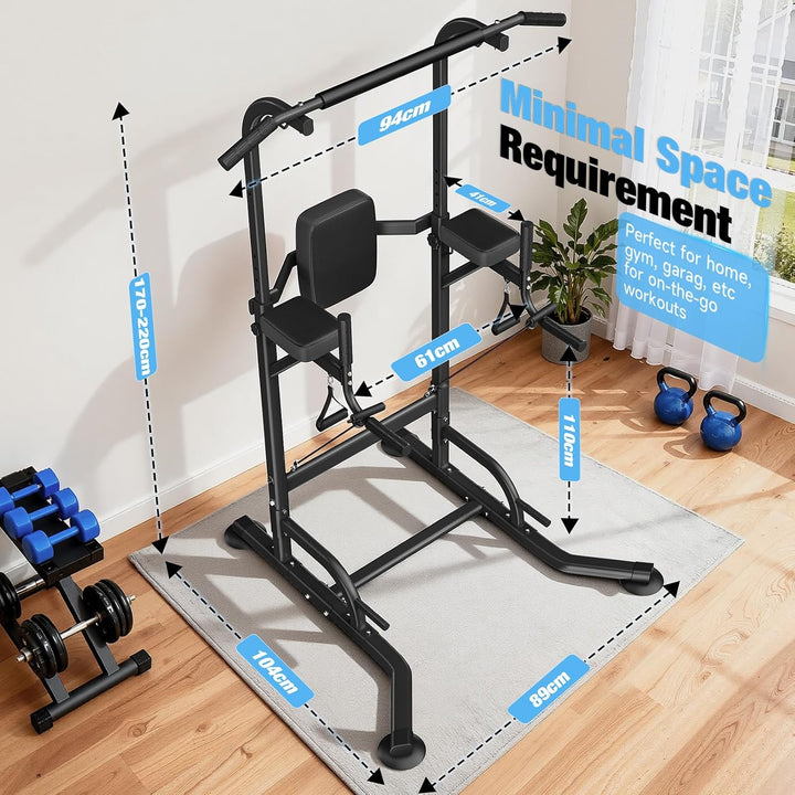 Dskeuzeew Power Tower Multifunktions-Dip-Station für Heim-Fitnessstudio, freistehende Klimmzugstange