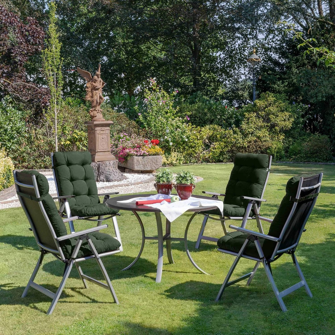 Beautissu 2er Set Hochlehner Auflagen 120x50x8cm - Sitzpolster Set für Gartenstühle Outdoor Stuhlkis