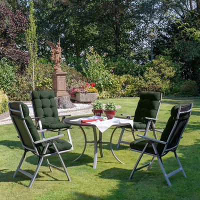 Beautissu 2er Set Hochlehner Auflagen 120x50x8cm - Sitzpolster Set für Gartenstühle Outdoor Stuhlkis