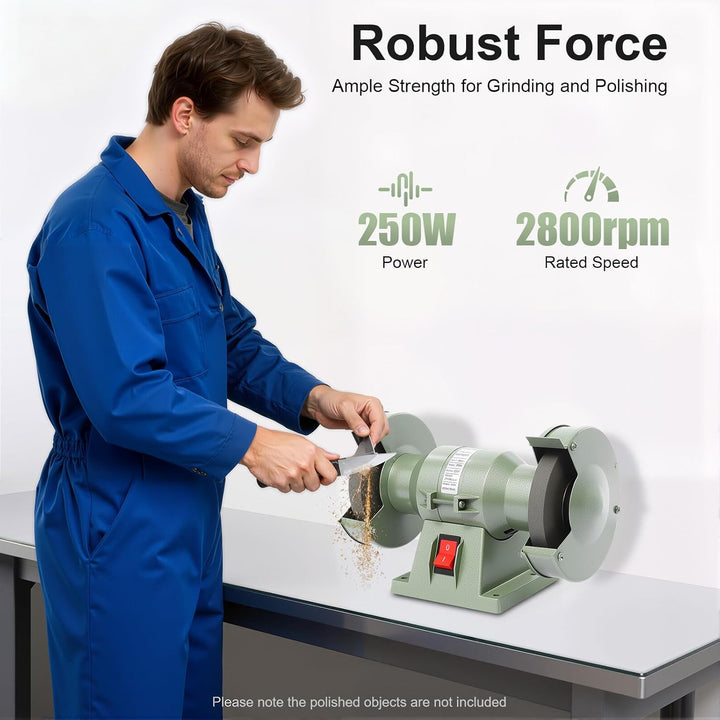 Mini Doppelschleifer 250W, 2800 U/min – Schärfen & Polieren von Metall | Kompakte Tischschleifmaschi