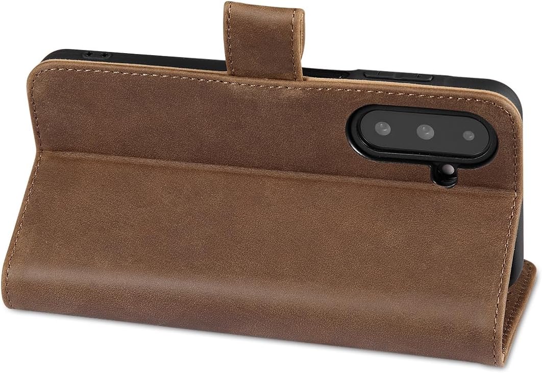 LENSUN Lederhülle für Samsung Galaxy A26 5G, Echtleder Hülle [Kartenfach][RFID Schutz][Echtes Leder]