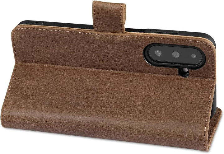 LENSUN Lederhülle für Samsung Galaxy A26 5G, Echtleder Hülle [Kartenfach][RFID Schutz][Echtes Leder]