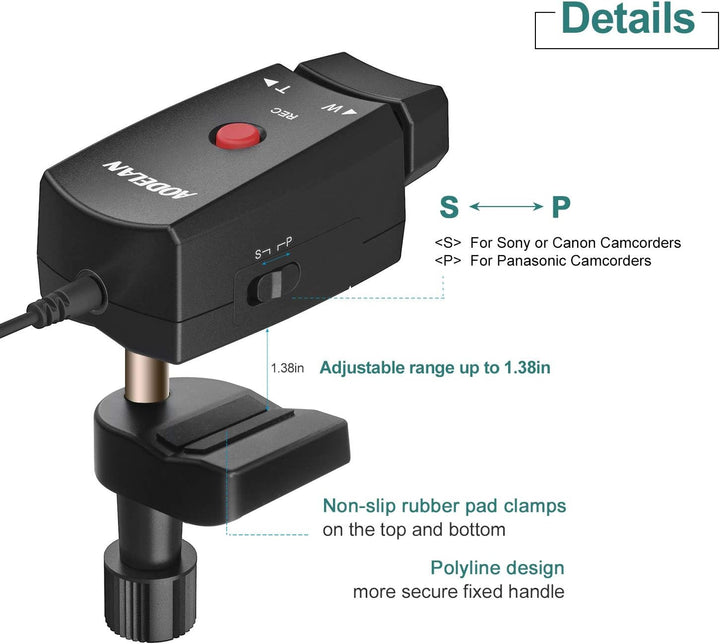 AODELAN Lanc Camcorder-Zoom-Controller, Videokamera, Zoom und Videoaufnahme, Fernbedienung mit 2,5 m