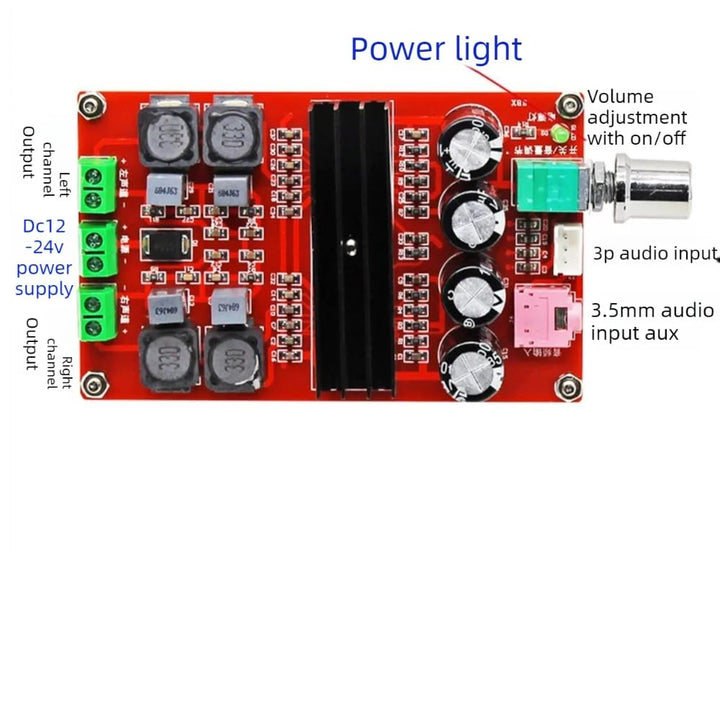 DollaTek 2 * 100W TPA3116 D2 Doppelkanal-Digital-Audioverstärker-Brett DC12V-24V