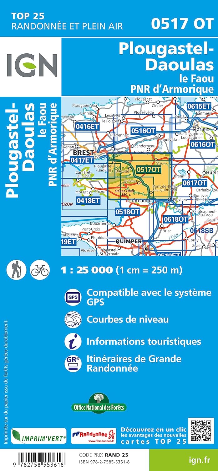 0517OT Plougastel Daoula le Faou (TOP 25), Karte