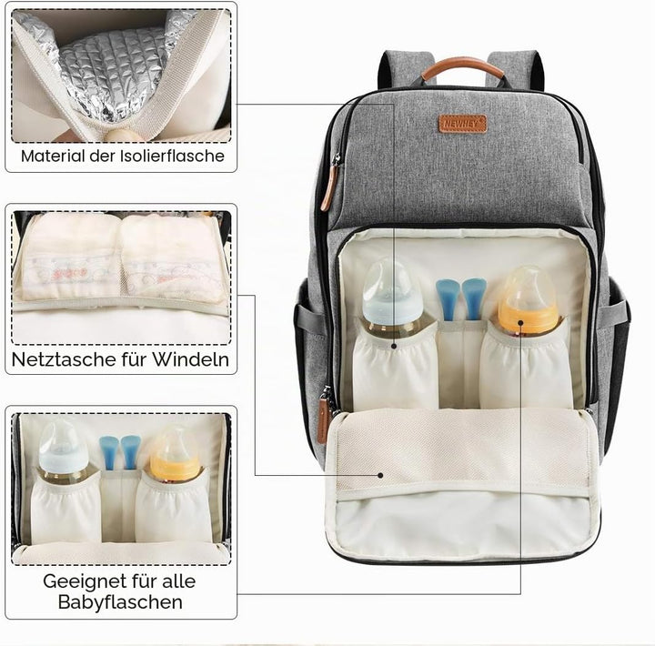 NEWHEY Wickelrucksack für Babys, wasserdicht, grosse Kapazität, Reisetasche, multifunktional, Rucksa