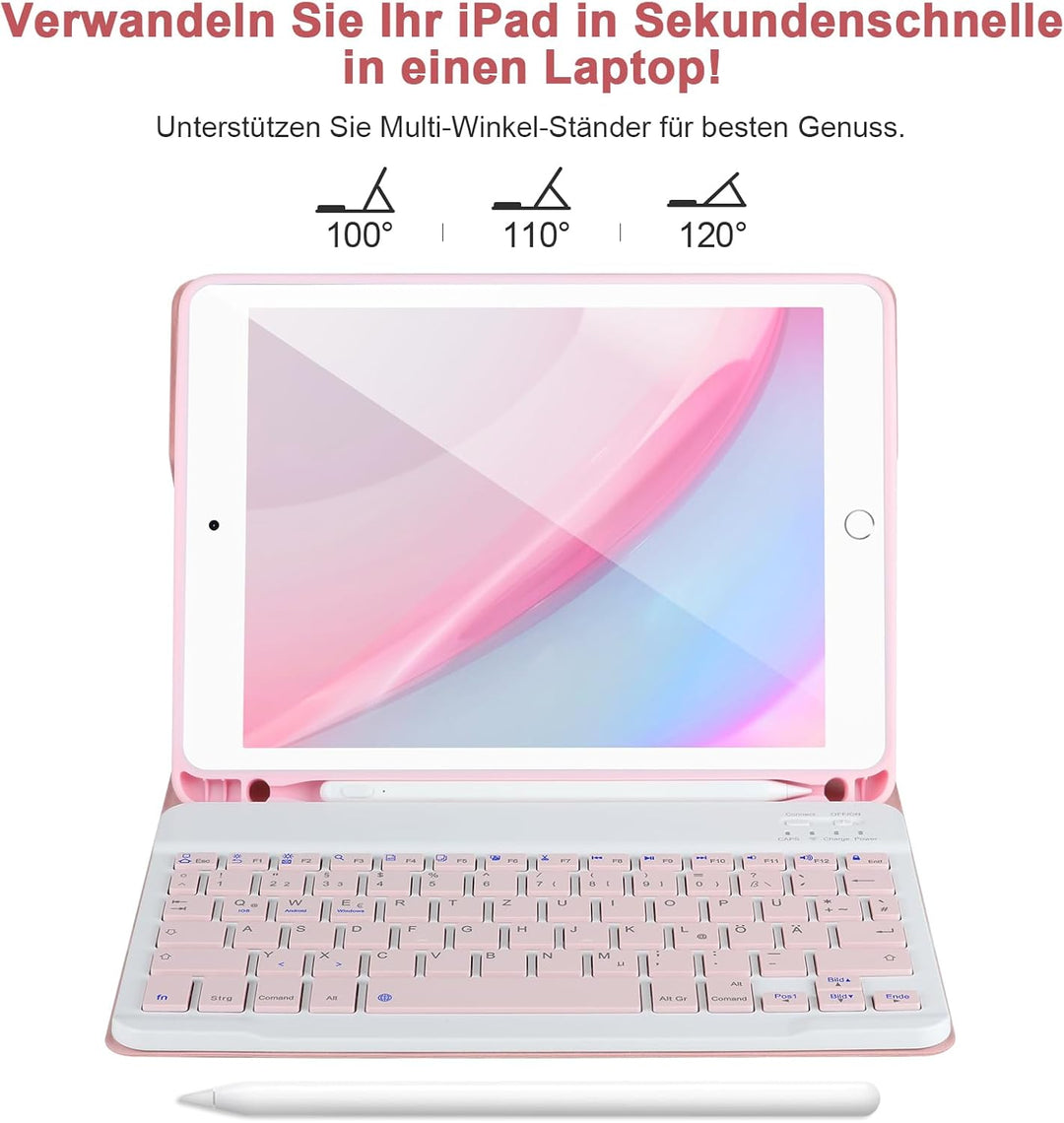 Tastatur hülle 9,7 für iPad 6./5. Gen 2018/2017, Bluetooth Tastatur für iPad Air 2/1, Pro 9,7‘’, mit