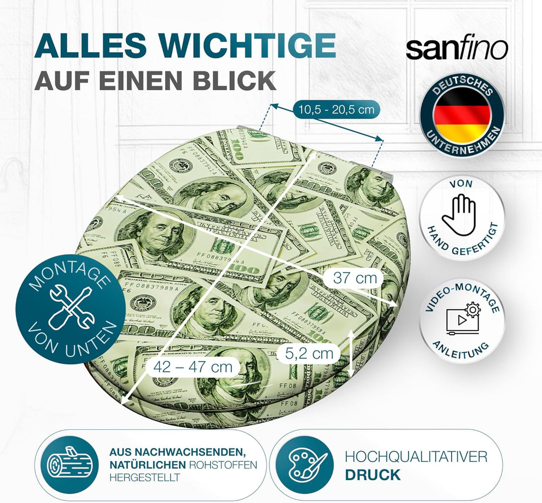Premium WC Sitz mit Absenkautomatik – hochwertige Toilettendeckel aus Holz, viele bunte Motive, hohe