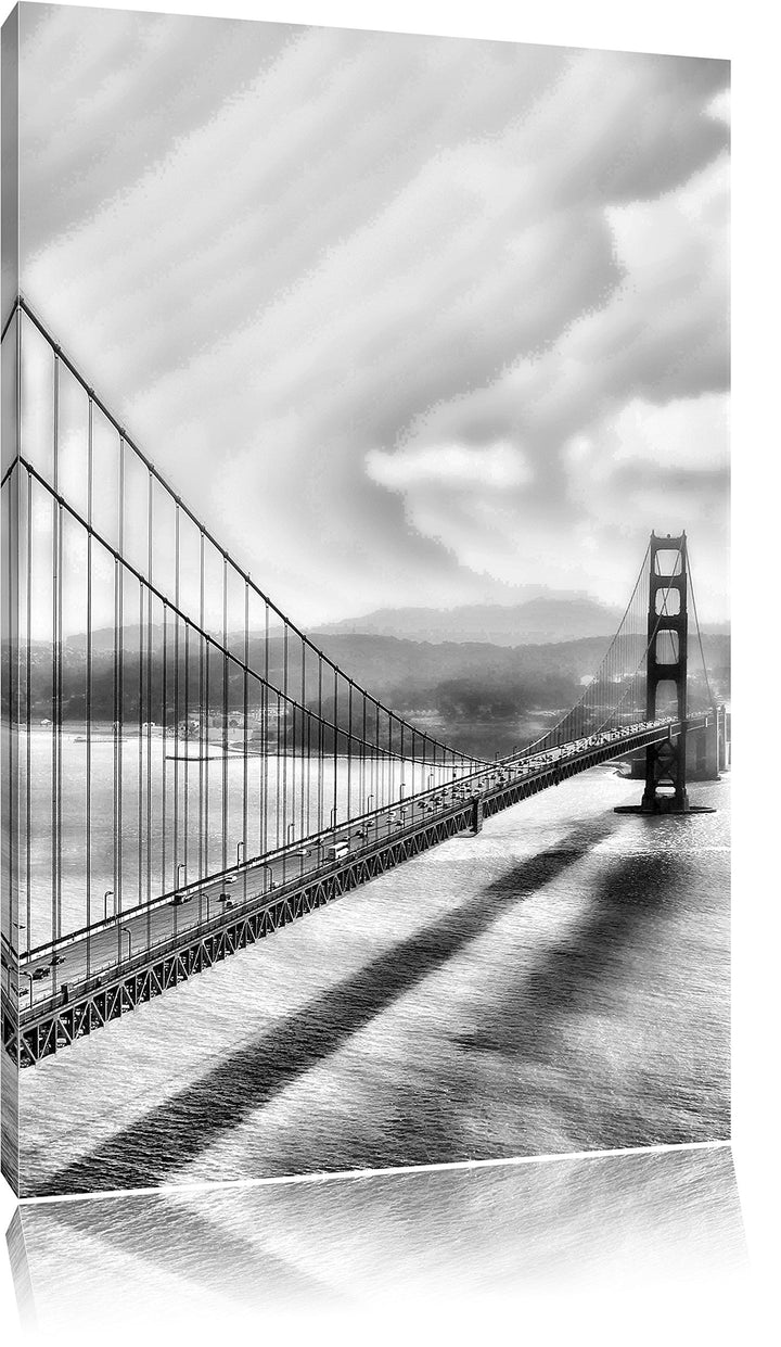 Pixxprint Monocrome, Golden Gate Bridge, San Francisco, Black and White, Format: 100x70 auf Leinwand