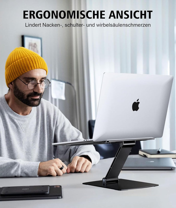 Glangeh Laptop Ständer Höhenverstellbar, Ergonomischer, Tragbarer Notebook Ständer für Schreibtisch,