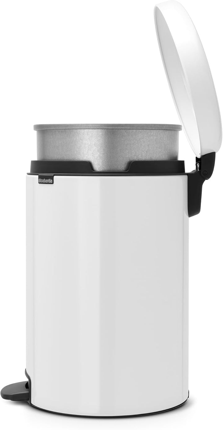 Brabantia Treteimer mit Inneneimer aus Metall, plastik metall, weiss, 20 Liter 20 Liter White, 20 Li