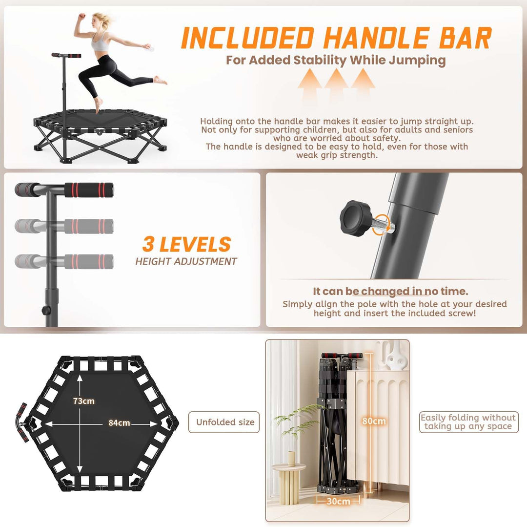 Northdeer Trampolin Indoor für Zuhause, Klappbares Fitness Trampolin Ohne Installation mit 150 KG Tr