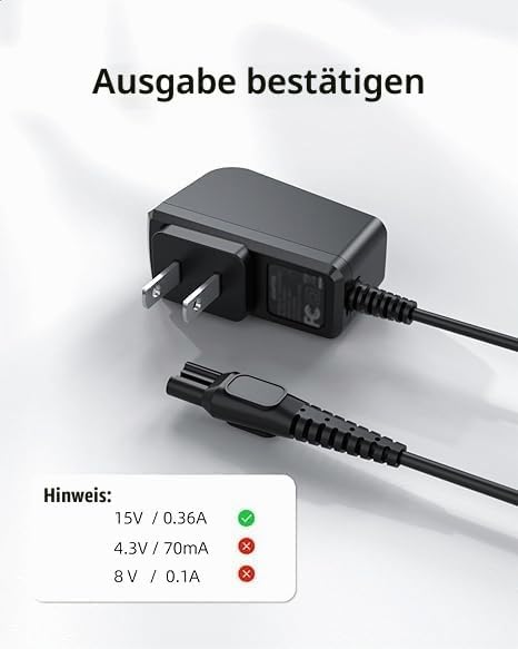 15V HQ8505 Ladegerät Kompatibel mit Philips 3000/5000/7000/9000, HC5630 HC7650 HC9450 QP6510 QP6651