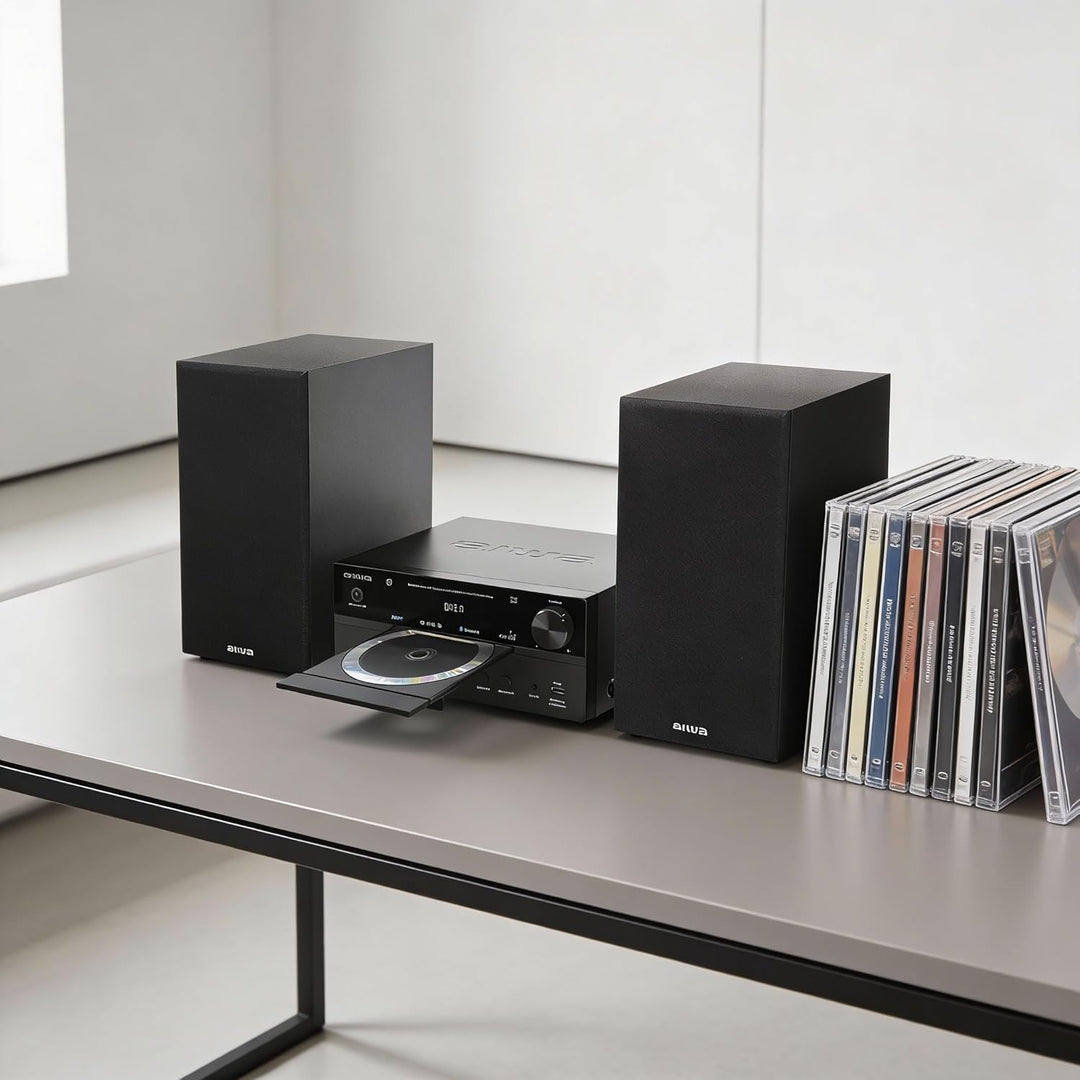 AIWA MSBTU-550 Mini Stereo-HiFi-System, 50 W RMS, mit Bluetooth 5.0, CD/MP3, USB (Wiedergabe und Lad