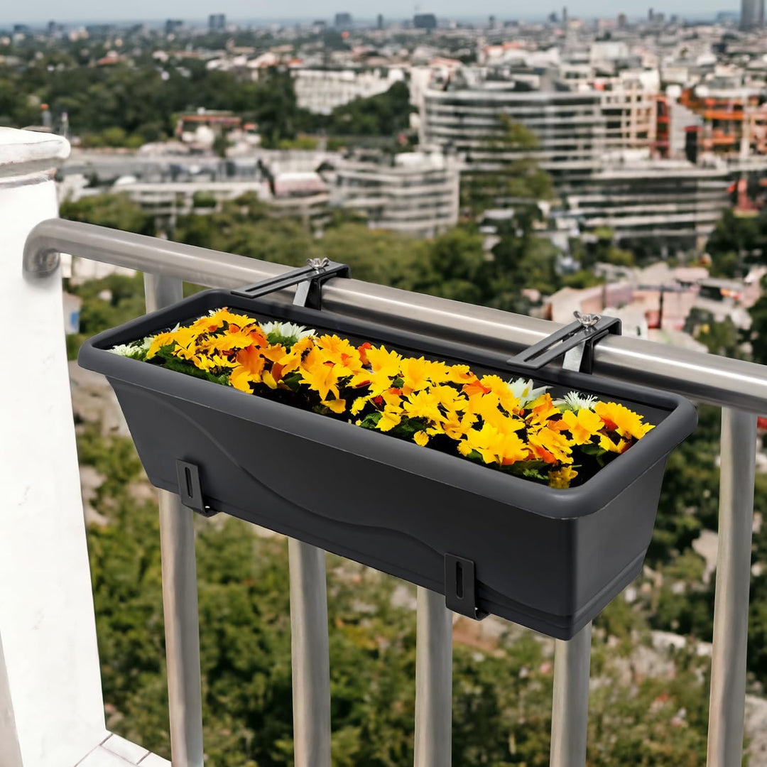 com-four® 4X Premium Blumenkastenhalter für Balkon-Brüstungen und Geländer - Flexible Befestigung au
