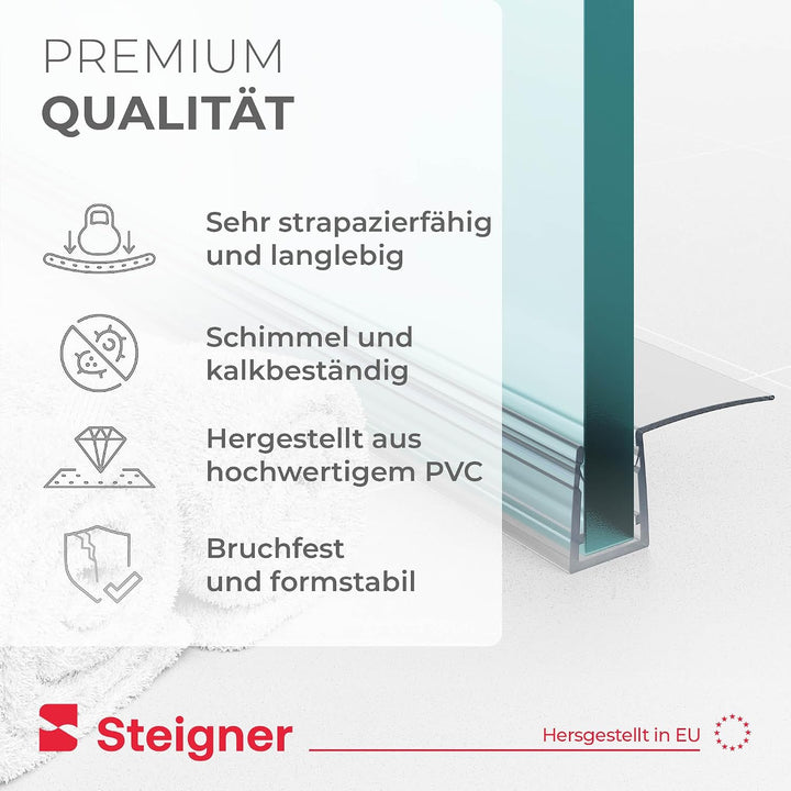 STEIGNER Duschtürdichtung UK11 100 cm (1 Stk.) Transparent - Dichtung gerade für Eckeinstieg Dusche