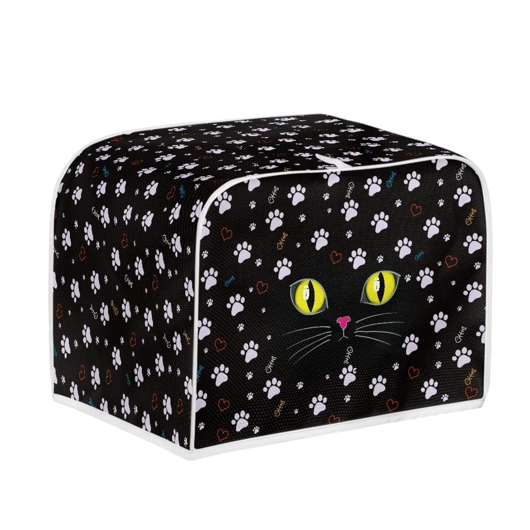 Kuiaobaty Schwarze Katzen-Abdeckung für Toaster, zwei Scheiben, Katzenpfoten, Brot, Toaster, Ofentuc