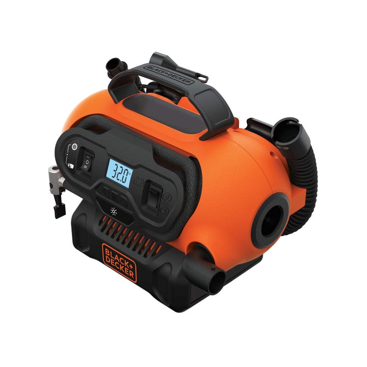 BLACK+DECKER Druckluft Kompressor Flüsterkompressor Akku Luftpumpe 11 Bar (mögliche Stromquelle: 12V
