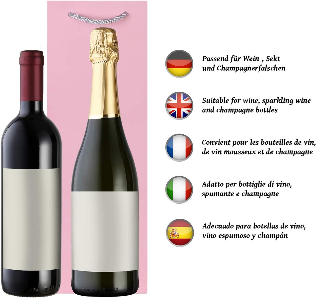 10 Flaschentüten Geschenktüten für Weingeschenke wie Wein Prosecco und Champagner Rosa, Rosa