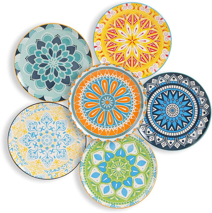 AHX Teller Set - Dessertteller Frühstücksteller- Flache Kuchenteller Salatteller 6er Set - Porzellan