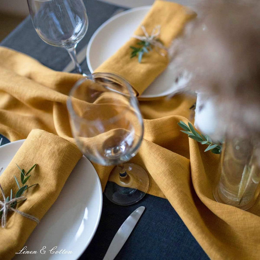 Linen &amp; Cotton Tischläufer Stoff Tischband Tischdeko Hygge in Verschiedenen Farben - 100% Leinen, Se